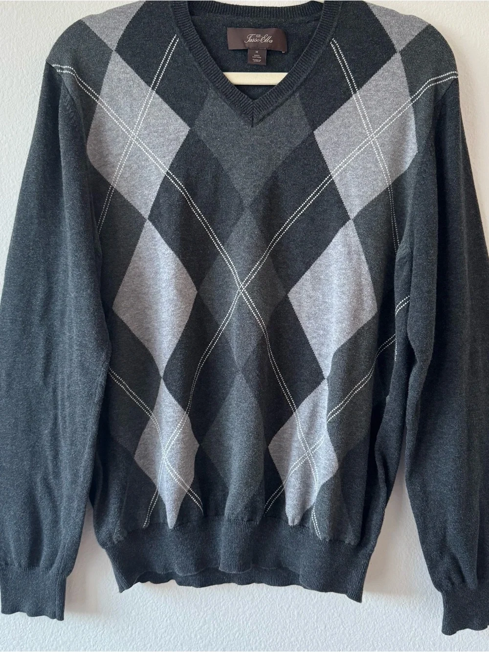 Tasso Elba Argyle Sweater Pullover Long Sleeve